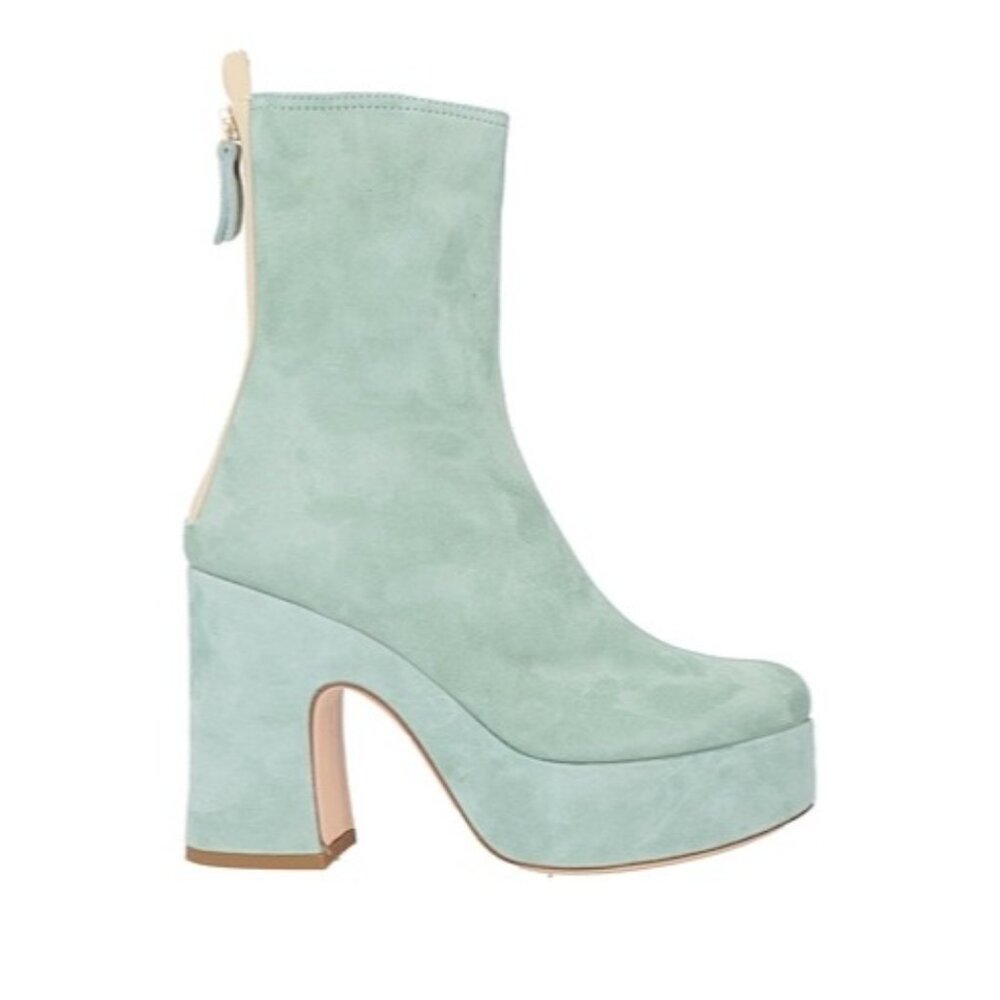 AGL VELOU green suede wedge booties size 40